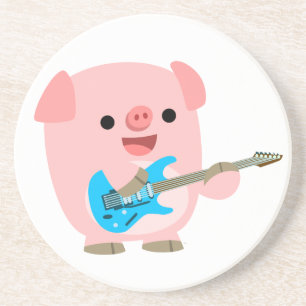 Cute Rockin Cartoon Pig Onderzetter