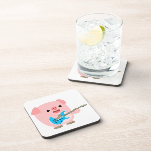 Cute Rockin Cartoon Pig Onderzetters Set (Rechterzijde)