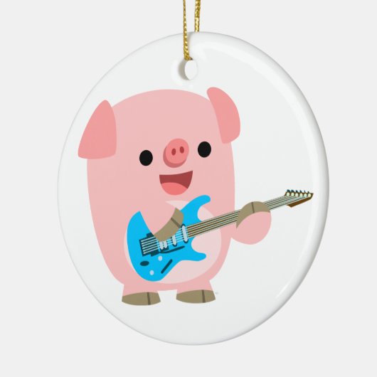Cute Rockin Cartoon Pig Ornament (Links)