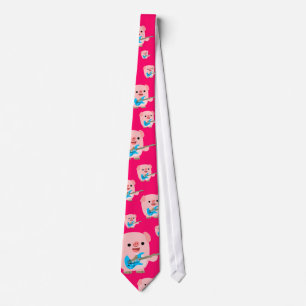 Cute Rockin Cartoon Pig Stropdas