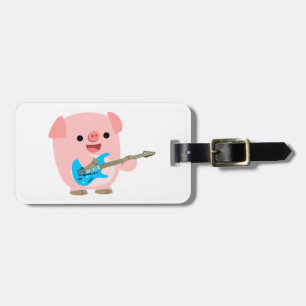 Cute Rockin' Cartoon Varken Bagage Label