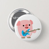 Cute Rocking Cartoon Pig Button Badge (Voorkant /achterkant)