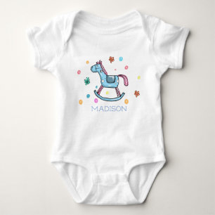 Cute Rocking Horse and Stippen Personalized Romper