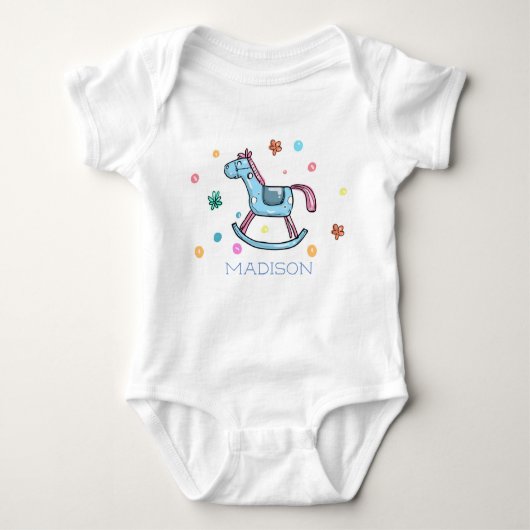 Cute Rocking Horse and Stippen Personalized Romper (Voorkant)