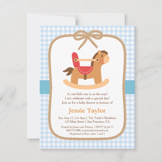 Cute Rocking Horse Baby Shower Invitations (Devant)