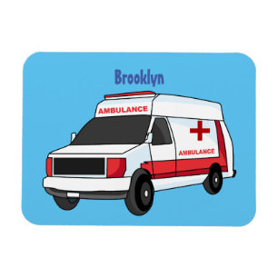 Cute rode ambulancewagen cartoon magneet
