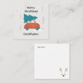 Cute rode auto Monogram pastelkleurig rood en blau Notitiekaartje (Voorkant / Achterkant)