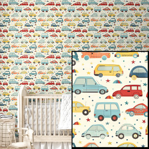 Cute Rode Blauwe & Gele Auto's Behang