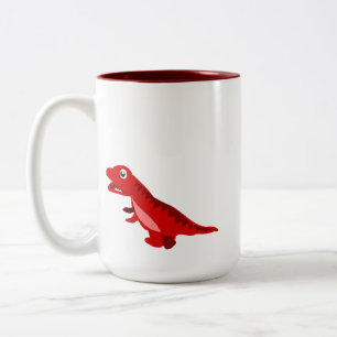 Cute Rode Cartoon T-Rex Dinosaur Koffiemok Tweekleurige Koffiemok