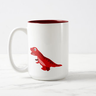 Cute Rode Cartoon T-Rex Dinosaur Koffiemok Tweekleurige Koffiemok