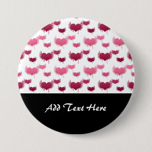 Cute Rode en Roze Harten met Vleugels Ronde Button 7,6 Cm