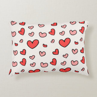 Cute rode en roze harten patroon accent kussen