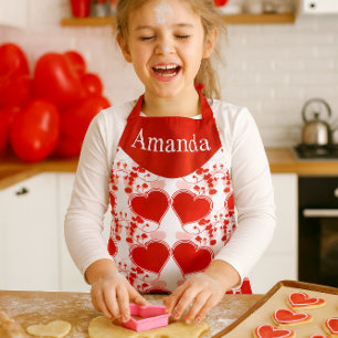Cute Rode Hart Persoonlijke Valentijnsdag  Schort