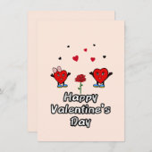 Cute rode harten feestdagenkaart (Voorkant / Achterkant)