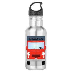 Cute rode kawaii vrachtwagen cartoon illustratie waterfles