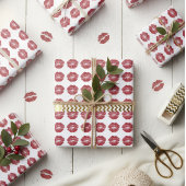 Cute Rode Lippen Patroon Kerstcadeau Verpakking Cadeaupapier