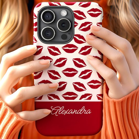 Cute Rode Lippenstift Kusjes Script Naam Case-Mate iPhone Case