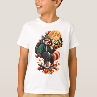 Cute Rode Panda Chille Mode Skate Kids T-Shirt