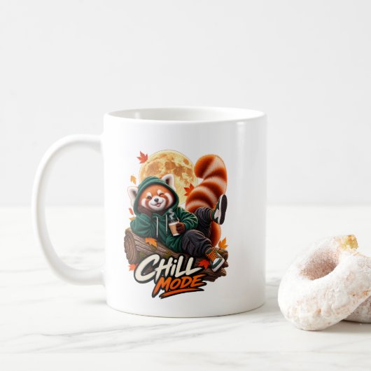 Cute Rode Panda Relax Modus Mok (Met donut)