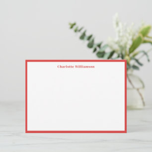 Cute Rode Rand Eenvoudig Persoonlijk Briefpapier Bedankkaart