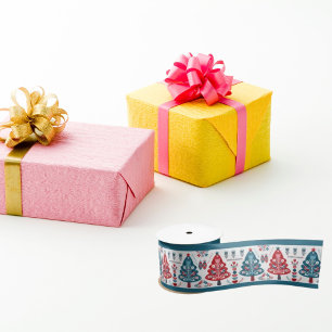 Cute Rode Scandinavische Kerstboom Volkskunst Lint