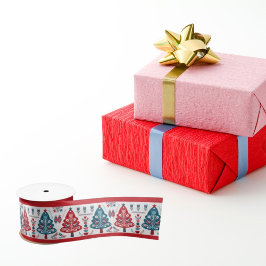 Cute Rode Scandinavische Kerstboom Volkskunst Lint