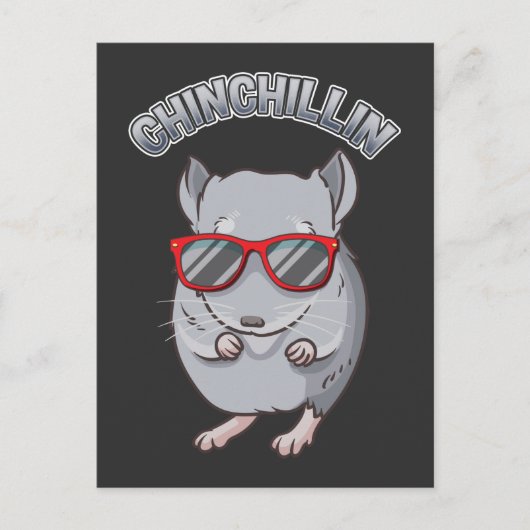 Cute Rodent Chinchilla met zonnebril Briefkaart (Voorkant)