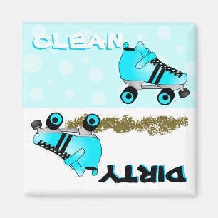 Cute Roller Schaats Blue Clean Dirty Dishwasmachin Magneet