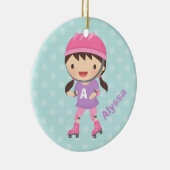 Cute Roller Skater Girl in Pink en Paars Keramisch Ornament (Rechts)