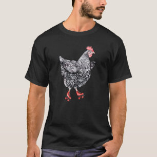 Cute Roller Skating Chicken Barred Rock Hen Rolle T-shirt