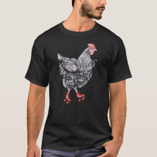 Cute Roller Skating Chicken Barred Rock Hen Rolle T-shirt