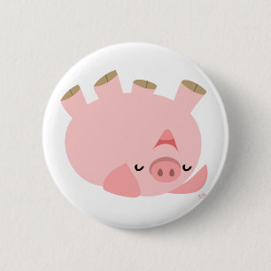 Cute Rolling Over Cartoon Pig Ronde Button 5,7 Cm