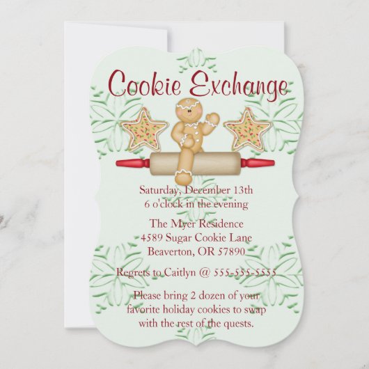 Cute Rolling Pin Cookie Exchange Holiday nodigt ui Kaart (Voorkant)