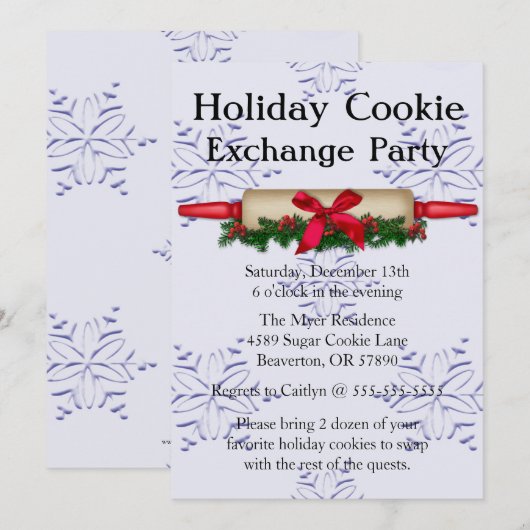 Cute Rolling Pin Cookie Exchange Invitation de vac (Devant / Derrière)