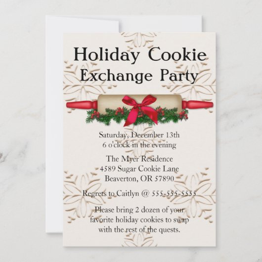 Cute Rolling Pin Cookie Exchange Invitation de vac (Devant)