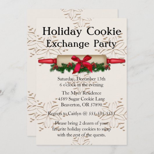 Cute Rolling Pin Cookie Exchange Invitation de vac (Devant / Derrière)