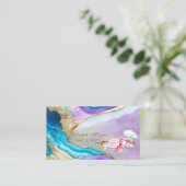 Cute Rolling Pin Flowers Bakery Holographic Visitekaartje (Staand voorkant)