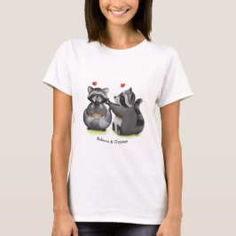 Cute Romantic Cartoon Raccoon Couple T-Shirt