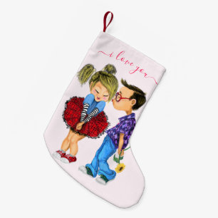 Cute Romantic Couple - Love - I love you - Kiss Kleine Kerstsok