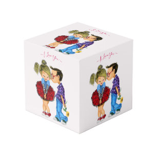 Cute Romantic Couple - Love - Kiss - Ik hou van je Kubus