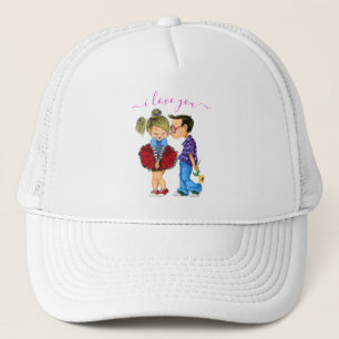 Cute Romantic Couple - Love - Kiss - Ik hou van je Trucker Pet