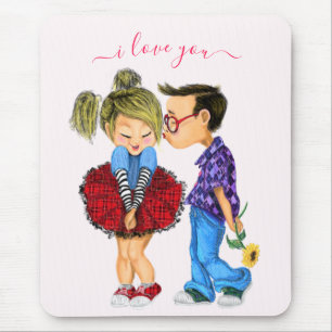 Cute Romantic Couple - Love - Valentijnsdag Kiss Muismat