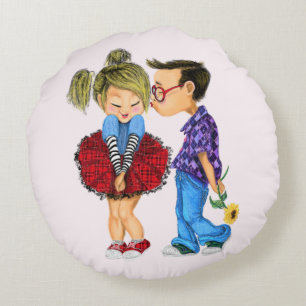 Cute Romantic Couple - Love - Valentijnsdag Kiss Rond Kussen