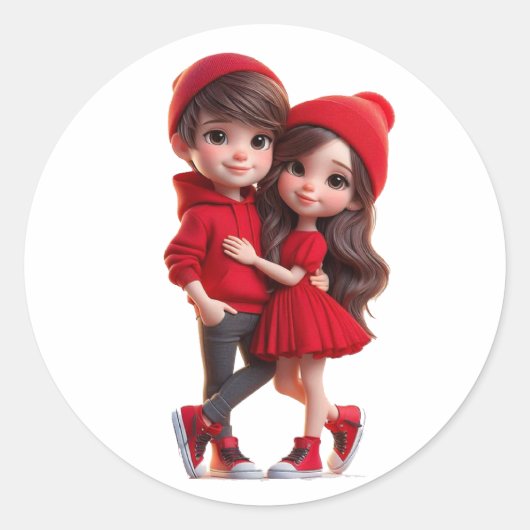 Cute Romantic Couple Sticker – Love & Valentine  (Devant)