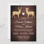 Cute Romantic Deers Faire-part de mariage rustique (Devant)