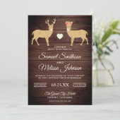 Cute Romantic Deers Faire-part de mariage rustique (Debout devant)