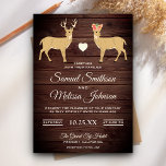 Cute Romantic Deers Faire-part de mariage rustique<br><div class="desc">Éblouissez vos invités avec cette faire-part de mariage rustique avec une jolie rondelle et fait avec la typographie moderne contre un arrière - plan en bois de grange. Ajoutez simplement les détails de votre événement sur ce modèle facile à utiliser pour en faire une invitation unique.</div>