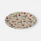 Cute romantic Eiffel Tower, harten, bloemen Papieren Bordje (Gekanteld)