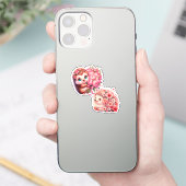 Cute Romantic Floral Hedgehog Duo Illustration Sticker (Telefoon)