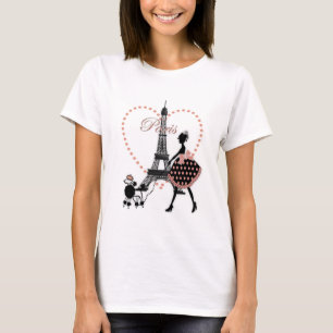 Cute romantic girl silhouette wandelen t-shirt